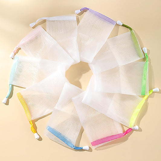 Kootinn 10 PCS Exfoliating Mesh Soap Pouch - Double Layer Thicken Foam Net Soap Saver Sack Drawstring Holder Bags Bubble Mesh Bags (Multicolor)