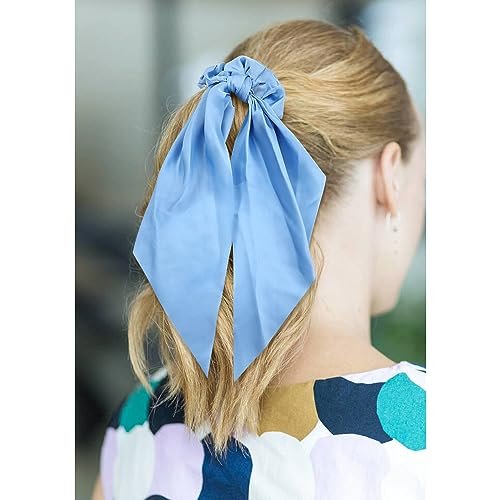 Cinaci 12 Pack Solid Silky Satin Chiffon Hair Ties with Long Ribbon Bow Tail - Scrunchies Ponytail Holders for Women Girls Teens Avelisse