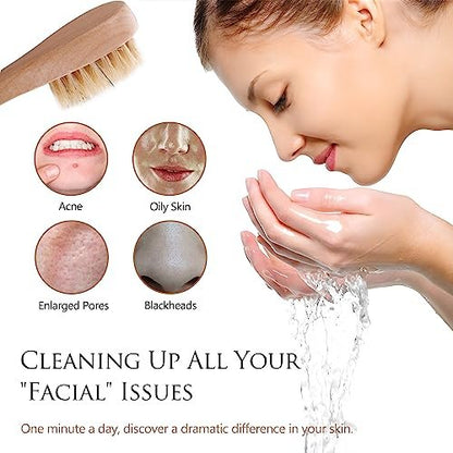 Kootinn 2 Pack Mini Dry Brush - Natural Bristle Small Body Brush for Exfoliating Face, Neck, Chest & Nails - Soft Skin Care