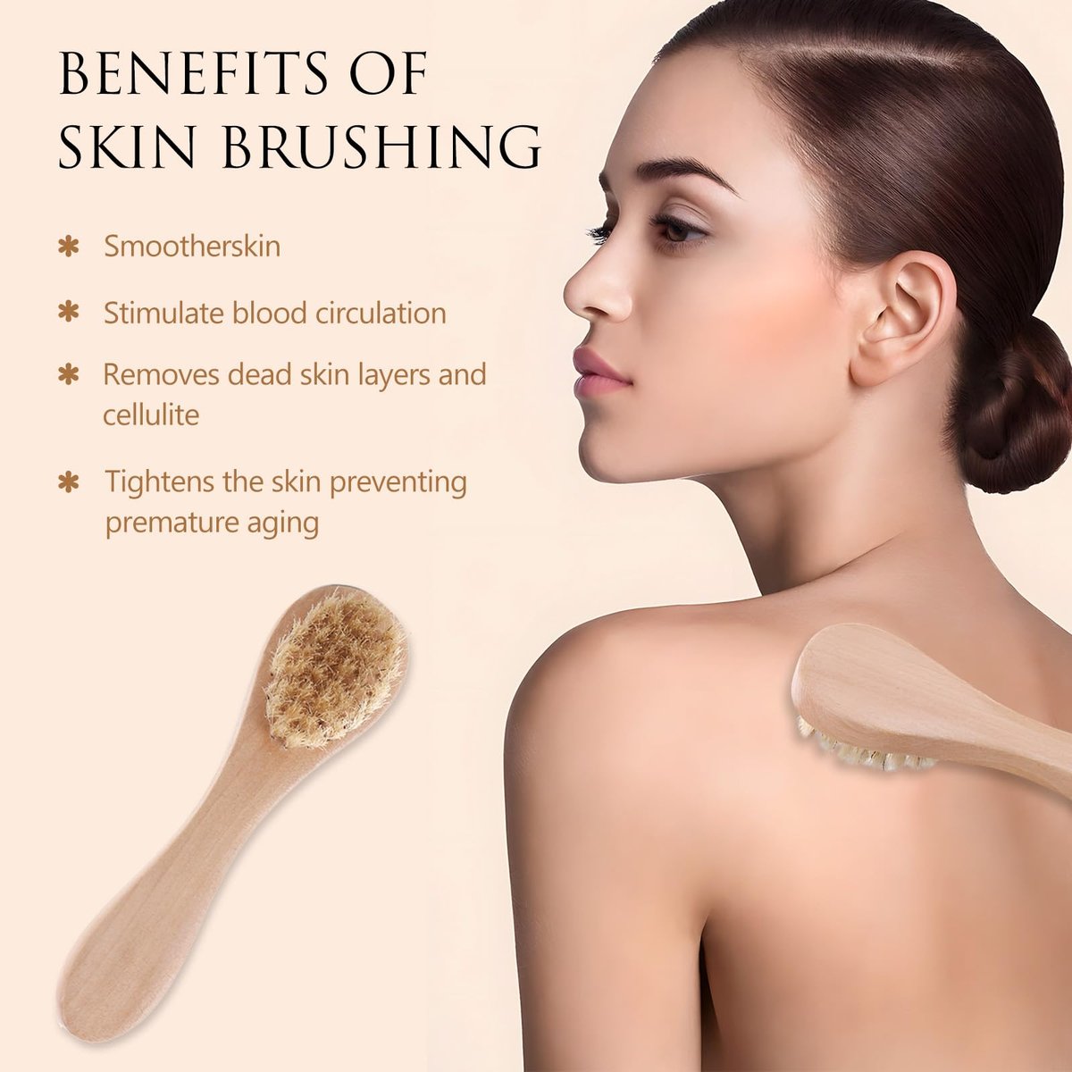 Kootinn 2 Pack Mini Dry Brush - Natural Bristle Small Body Brush for Exfoliating Face, Neck, Chest & Nails - Soft Skin Care - görsel 7
