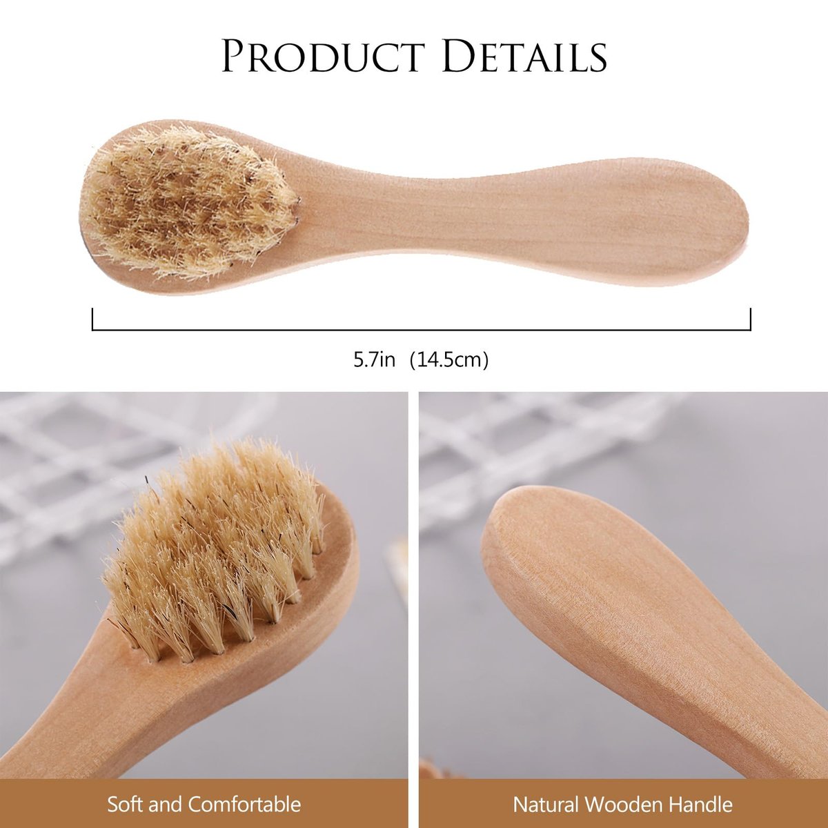 Kootinn 2 Pack Mini Dry Brush - Natural Bristle Small Body Brush for Exfoliating Face, Neck, Chest & Nails - Soft Skin Care - görsel 11