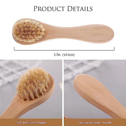 Kootinn 2 Pack Mini Dry Brush - Natural Bristle Small Body Brush for Exfoliating Face, Neck, Chest & Nails - Soft Skin Care - görsel 12
