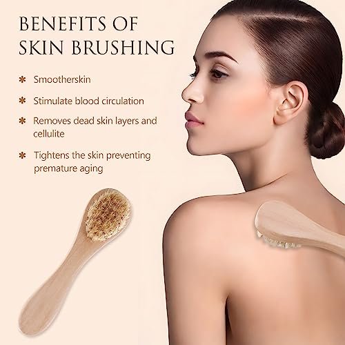 Kootinn 2 Pack Mini Dry Brush - Natural Bristle Small Body Brush for Exfoliating Face, Neck, Chest & Nails - Soft Skin Care - görsel 8