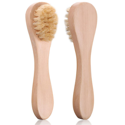 Kootinn 2 Pack Mini Dry Brush - Natural Bristle Small Body Brush for Exfoliating Face, Neck, Chest & Nails - Soft Skin Care