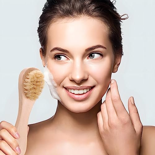 Kootinn 2 Pack Mini Dry Brush - Natural Bristle Small Body Brush for Exfoliating Face, Neck, Chest & Nails - Soft Skin Care - görsel 4