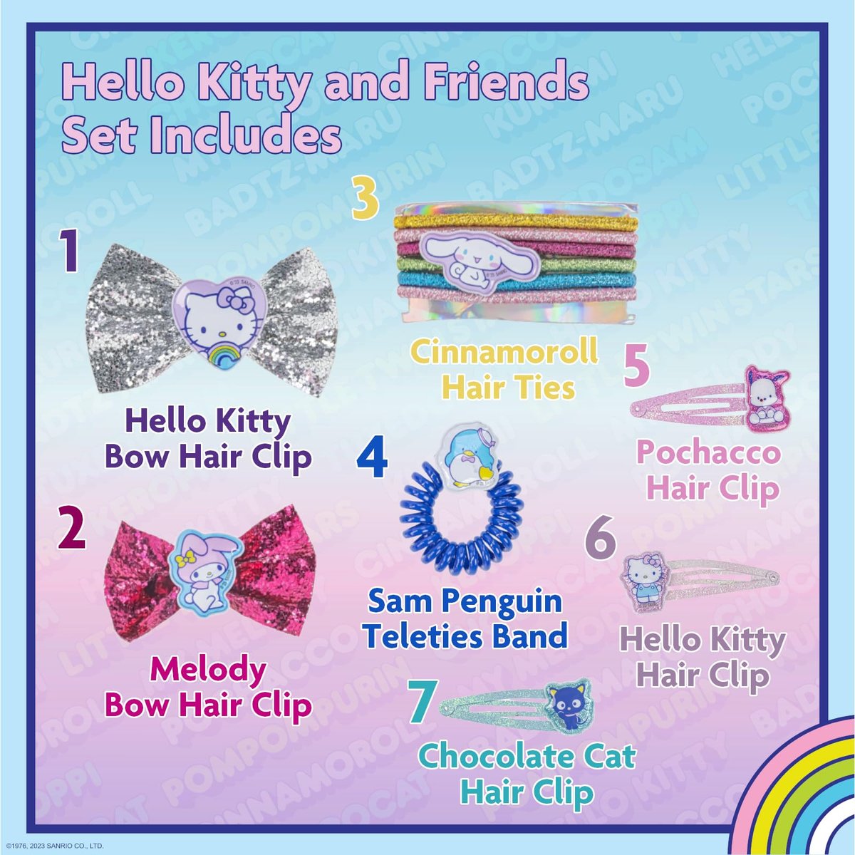 Hello Kitty and Friends Hair Accessories Mini Gift Bag Set - Hair Bows, Clips & Ties for Girls, Kids, Birthdays & Parties by Townley Girl - görsel 3