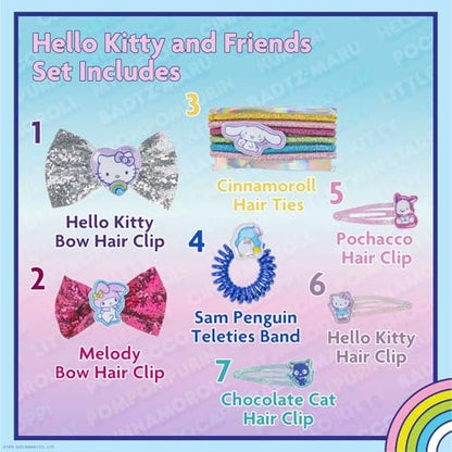 Hello Kitty and Friends Hair Accessories Mini Gift Bag Set - Hair Bows, Clips & Ties for Girls, Kids, Birthdays & Parties by Townley Girl