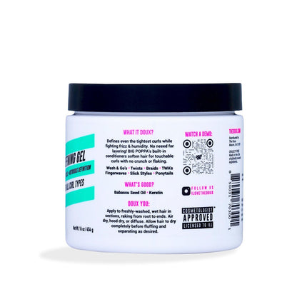 The Doux BIG POPPA Curl Defining Gel – Frizz Control & Soft Hold for Curly Hair with Babassu Oil, 16 oz Avelisse