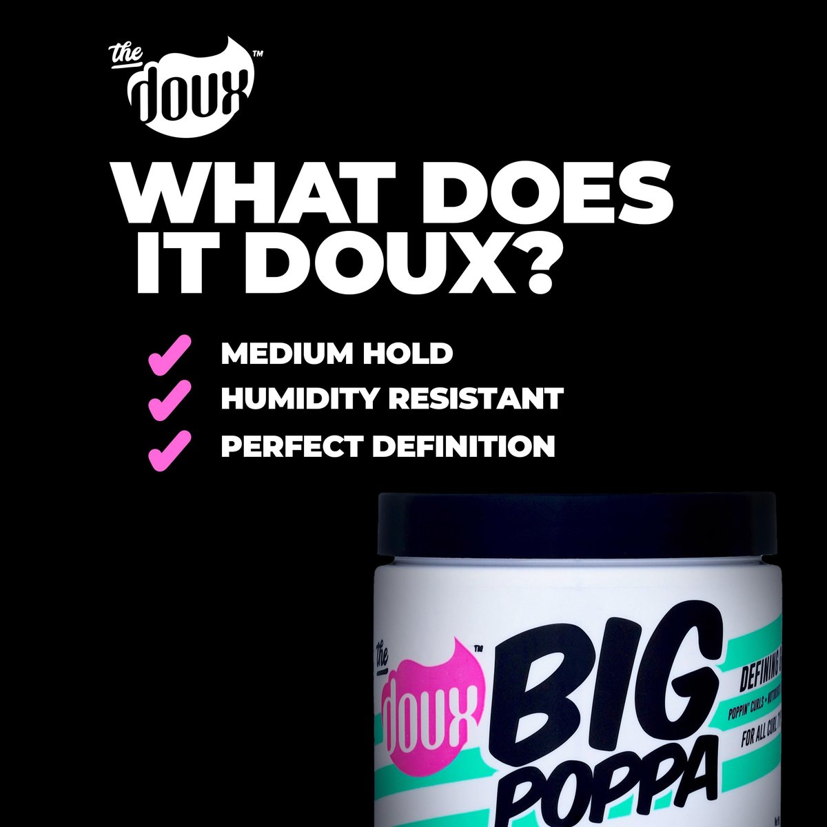 The Doux BIG POPPA Curl Defining Gel – Frizz Control & Soft Hold for Curly Hair with Babassu Oil, 16 oz Avelisse