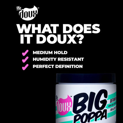 The Doux BIG POPPA Curl Defining Gel – Frizz Control & Soft Hold for Curly Hair with Babassu Oil, 16 oz Avelisse