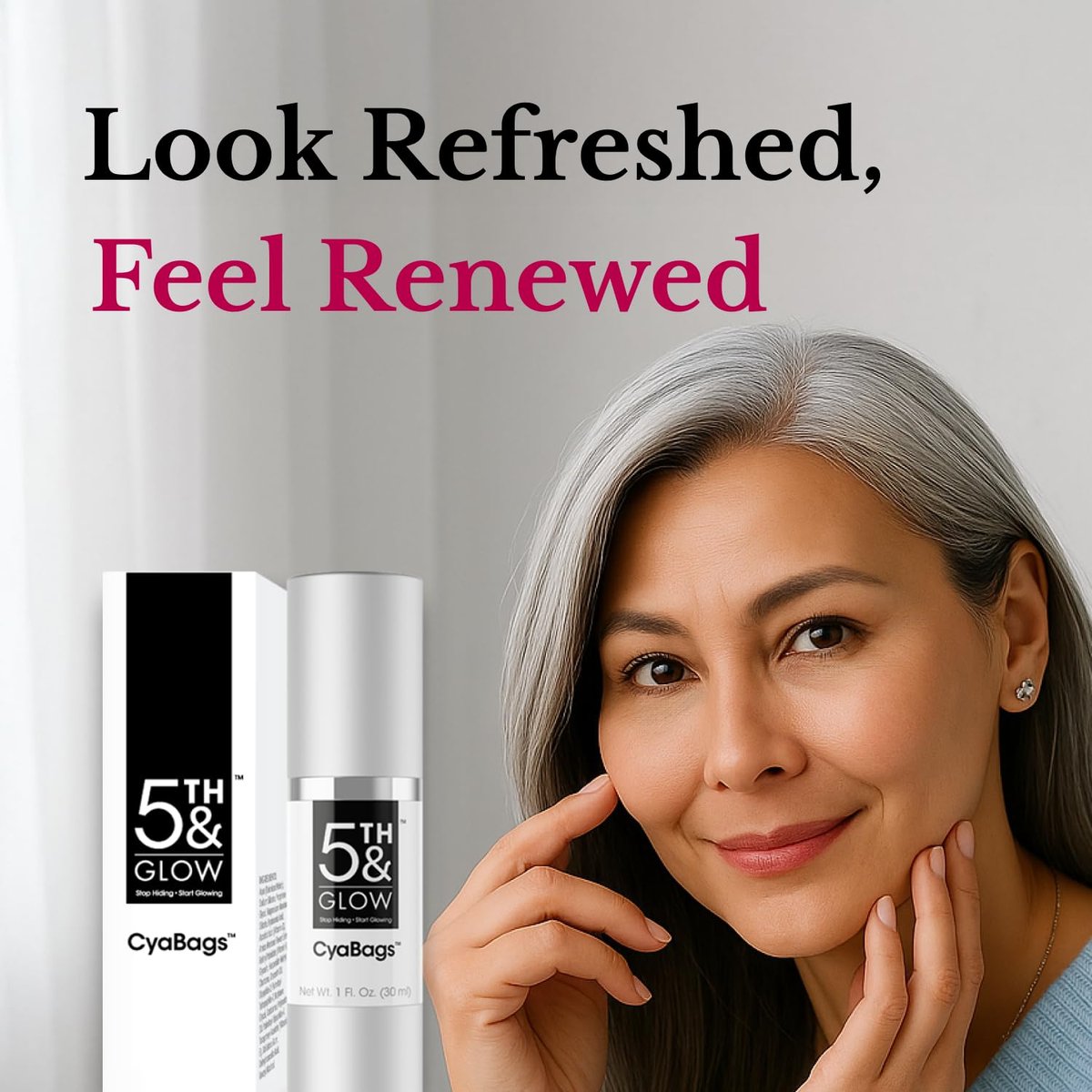 5th & Glow Cyabags Instant Under Eye Bag Remover Serum – Puffy Eyes Reduction with Hyaluronic Acid & Vitamin C for Fine Lines, Wrinkles & Crow's Feet, 1 oz Avelisse