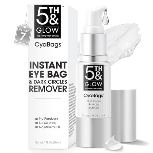 5th & Glow Cyabags Instant Under Eye Bag Remover Serum – Puffy Eyes Reduction with Hyaluronic Acid & Vitamin C for Fine Lines, Wrinkles & Crow's Feet, 1 oz Avelisse