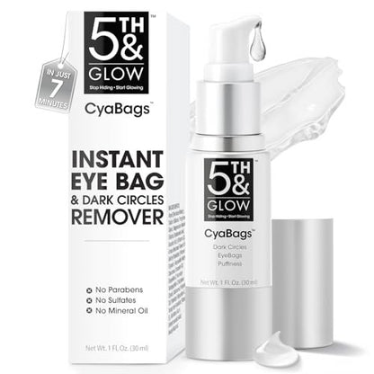 5th & Glow Cyabags Instant Under Eye Bag Remover Serum – Puffy Eyes Reduction with Hyaluronic Acid & Vitamin C for Fine Lines, Wrinkles & Crow's Feet, 1 oz Avelisse