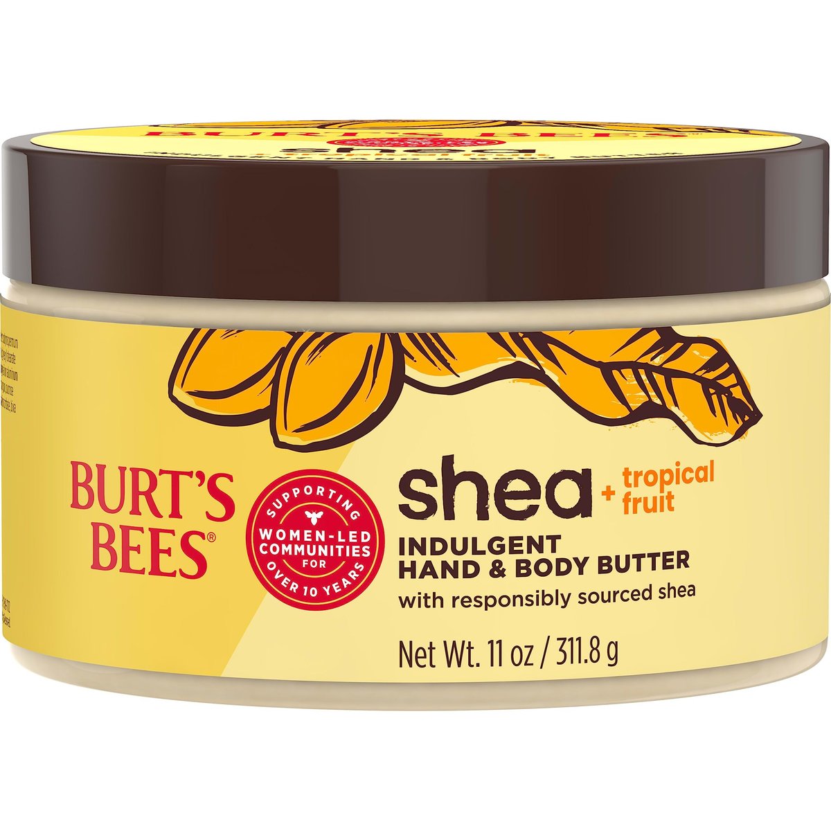 Burt's Bees Shea + Tropical Fruit Indulgent Hand and Body Butter, Non-Greasy, Antioxidant Rich for Glowing Skin, 11 oz Avelisse