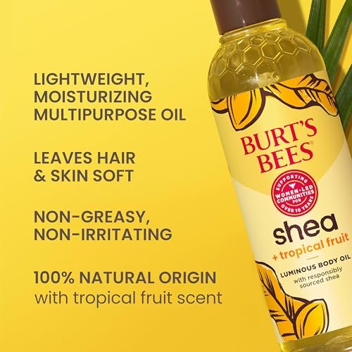 Burt's Bees Shea + Tropical Fruit Luminous Body Oil, 8 oz – Natural Glowing Skin Oil Avelisse