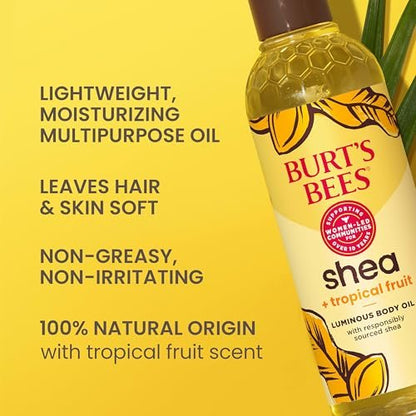 Burt's Bees Shea + Tropical Fruit Luminous Body Oil, 8 oz – Natural Glowing Skin Oil Avelisse