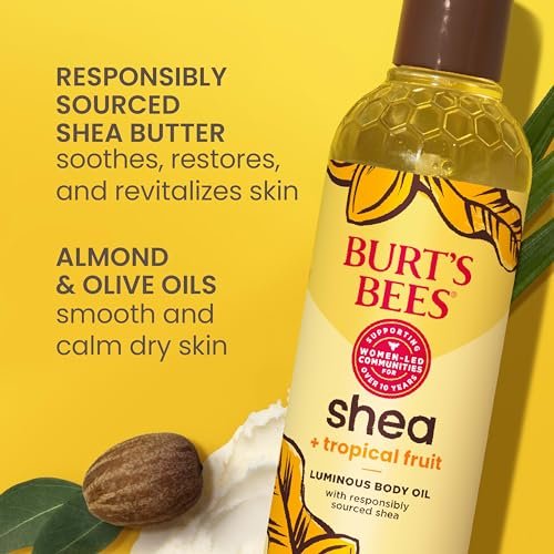 Burt's Bees Shea + Tropical Fruit Luminous Body Oil, 8 oz – Natural Glowing Skin Oil Avelisse