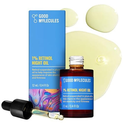 Good Molecules 1% Retinol Night Oil - Retinol and Rosehip Face Oil for Fine Lines, Wrinkles, Anti-Aging & Firming | 0.4 fl oz