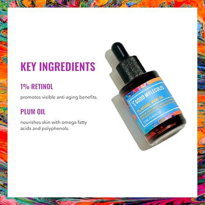 Good Molecules 1% Retinol Night Oil - Retinol and Rosehip Face Oil for Fine Lines, Wrinkles, Anti-Aging & Firming | 0.4 fl oz