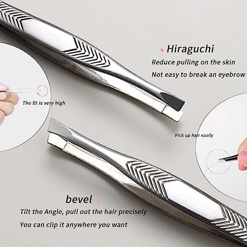 High Precision Stainless Steel Tweezers for Women – Facial Hair, Eyebrows, Splinter & Ingrown Hair Removal (2 Count, Silver) - görsel 7