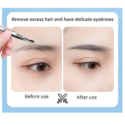 High Precision Stainless Steel Tweezers for Women – Facial Hair, Eyebrows, Splinter & Ingrown Hair Removal (2 Count, Silver)