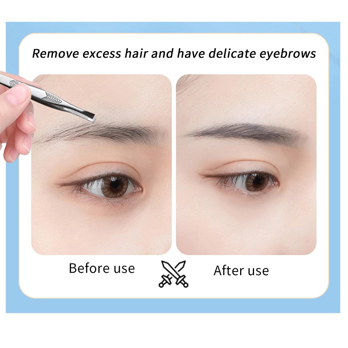 High Precision Stainless Steel Tweezers for Women – Facial Hair, Eyebrows, Splinter & Ingrown Hair Removal (2 Count, Silver) - görsel 6