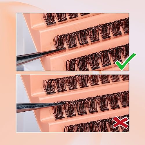 DD Curly Wispy Lash Clusters - Natural Individual Lashes with Thin Band, Light Fluff DIY Cluster Eyelash Extensions 10-16mm, 126 Count by TOOCHUNAG - görsel 10