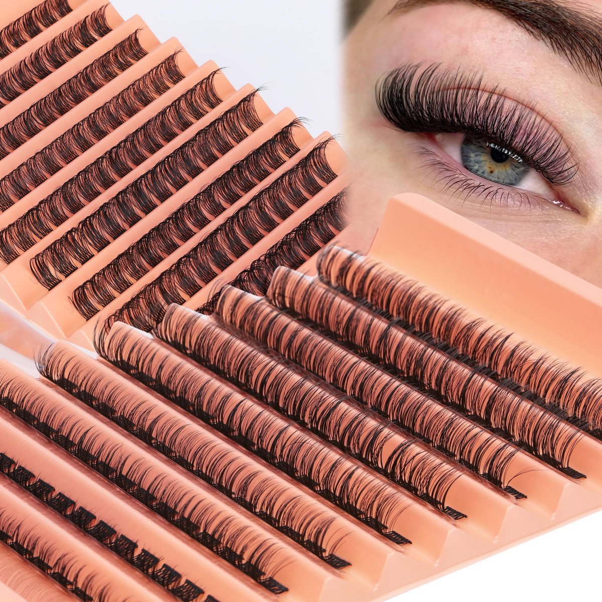 DD Curly Wispy Lash Clusters - Natural Individual Lashes with Thin Band, Light Fluff DIY Cluster Eyelash Extensions 10-16mm, 126 Count by TOOCHUNAG - görsel 7