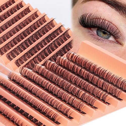 DD Curly Wispy Lash Clusters - Natural Individual Lashes with Thin Band, Light Fluff DIY Cluster Eyelash Extensions 10-16mm, 126 Count by TOOCHUNAG - görsel 8