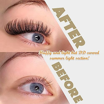 DD Curly Wispy Lash Clusters - Natural Individual Lashes with Thin Band, Light Fluff DIY Cluster Eyelash Extensions 10-16mm, 126 Count by TOOCHUNAG