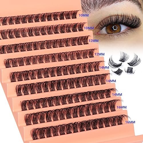 DD Curly Wispy Lash Clusters - Natural Individual Lashes with Thin Band, Light Fluff DIY Cluster Eyelash Extensions 10-16mm, 126 Count by TOOCHUNAG - görsel 2