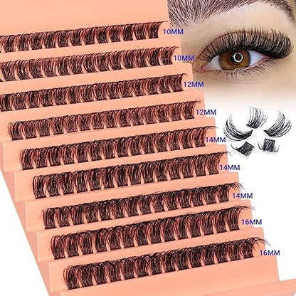 DD Curly Wispy Lash Clusters - Natural Individual Lashes with Thin Band, Light Fluff DIY Cluster Eyelash Extensions 10-16mm, 126 Count by TOOCHUNAG