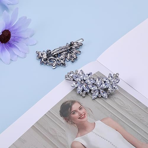 Teaaha 2-Pack Rhinestone Hair Clips - Silver Floral Design for Women's Wedding, Bridal, Party, Prom & Formal Occasions - görsel 6