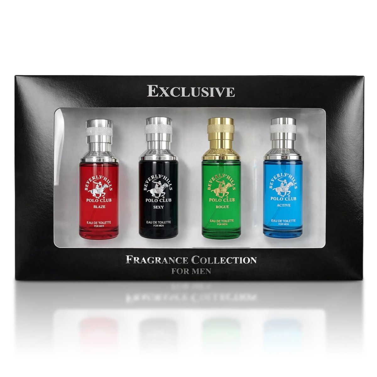 Beverly Hills Polo Club Men's Fragrance Collection - 4 Premium Eau de Toilette Colognes (1 oz Each) - Blaze, Sexy, Rogue, Active - Long-Lasting Scent Set for Him Avelisse