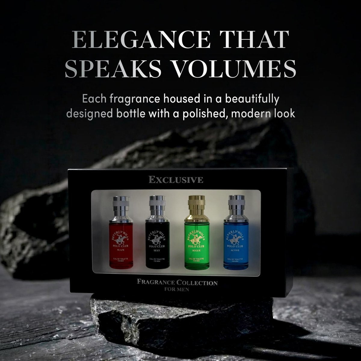 Beverly Hills Polo Club Men's Fragrance Collection - 4 Premium Eau de Toilette Colognes (1 oz Each) - Blaze, Sexy, Rogue, Active - Long-Lasting Scent Set for Him Avelisse