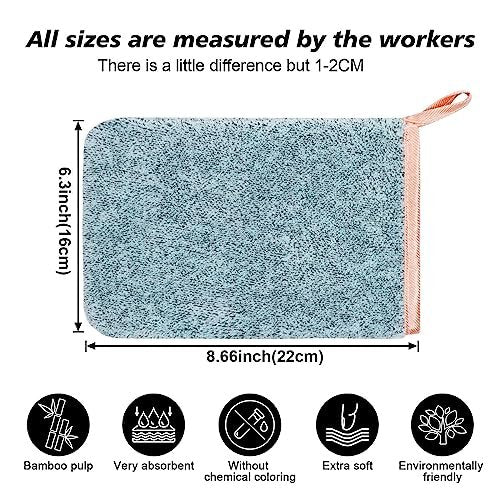 PHOGARY 6 Pack Microfiber Body Wash Mitts - Super Absorbent & Soft Face Mitten, Coral Fleece Bath Spa Cloth, Reusable Makeup Remover Mitt Gloves, 3 Colors - görsel 4
