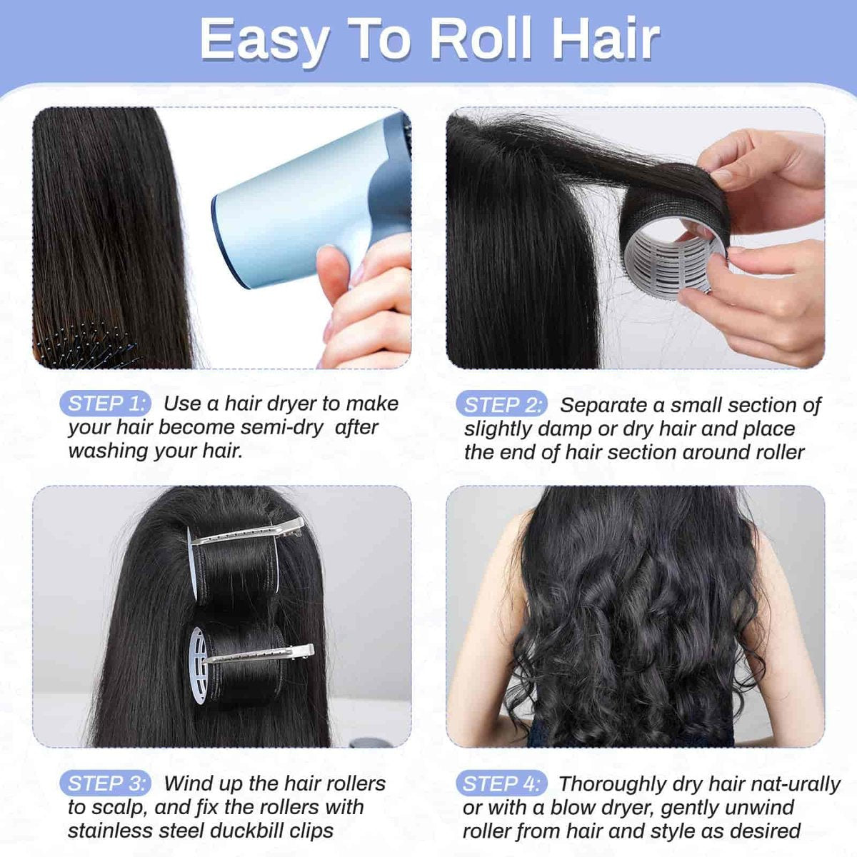 Selizo 28-Piece Hair Roller Set – Self-Grip Rollers & Clips for Volume, All Hair Lengths - görsel 9