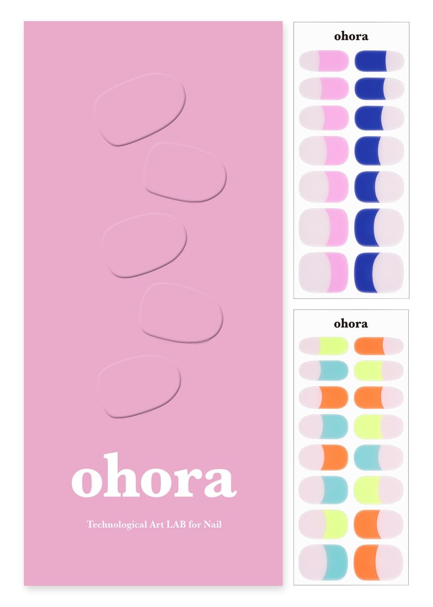 ohora Semi Cured Gel Nail Strips N Rainbow French - 34 Piece Set, Nude French Design, Salon-Quality Long-Lasting Nail Art Avelisse