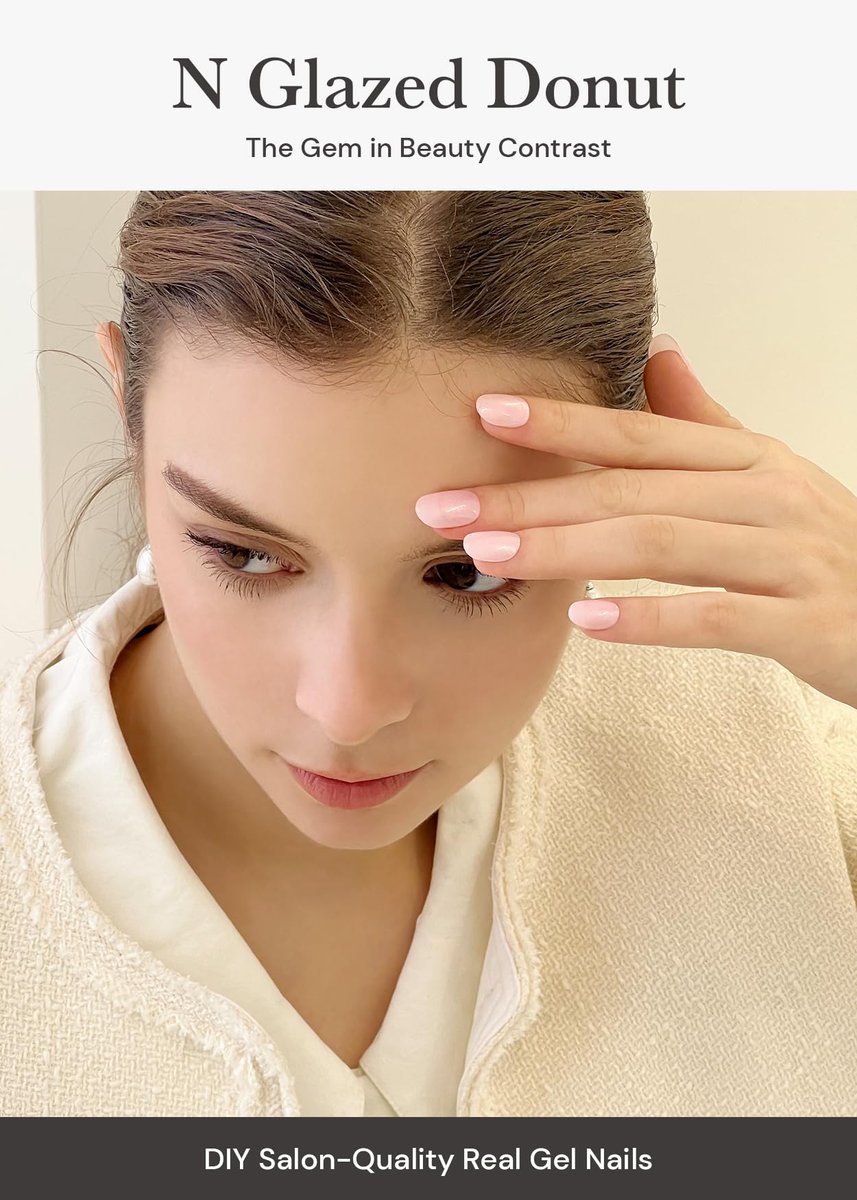 ohora Semi Cured Gel Nail Strips (N Glazed Donut) - Extended Size Range, Works with Any Lamps, Salon-Quality, Long Lasting, Easy to Apply & Remove - Includes 2 Prep Pads, Nail File & Wooden Stick Avelisse