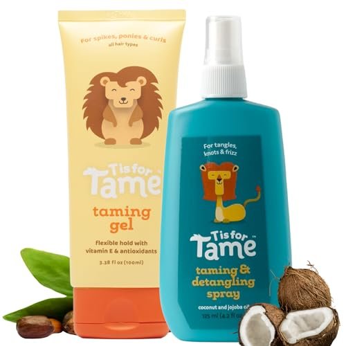 T is for Tame - Natural Conditioner Spray & Alcohol-Free Styling Hair Gel for Kids & Toddlers, All Hair Types, Made in the USA - 4.2 fl oz & 3.38 fl oz Avelisse