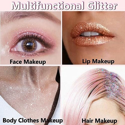 Rosarden Pink Hair & Body Glitter Spray – Non-Sticky Shimmer Spray for Women & Kids, Festival & Party Body Highlighter