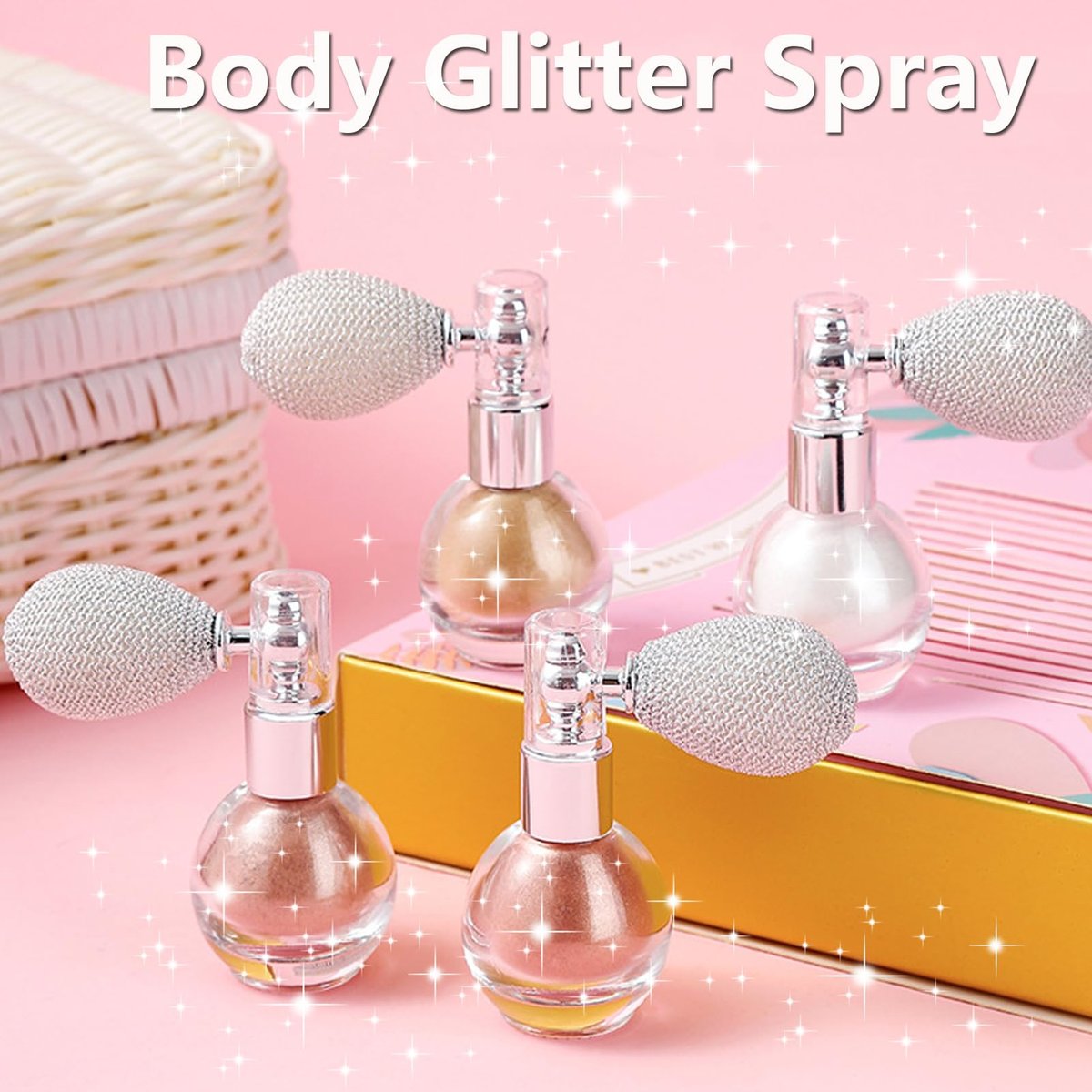 Rosarden Pink Hair & Body Glitter Spray – Non-Sticky Shimmer Spray for Women & Kids, Festival & Party Body Highlighter - görsel 3