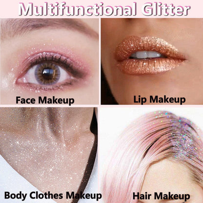 Rosarden Pink Hair & Body Glitter Spray – Non-Sticky Shimmer Spray for Women & Kids, Festival & Party Body Highlighter