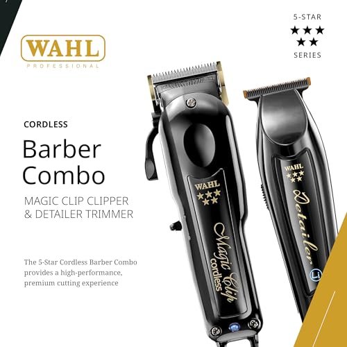 Wahl Professional Cordless Barber Combo: Magic Clip & Detailer Li, Lithium-Ion, 100-Minute Run Time Avelisse