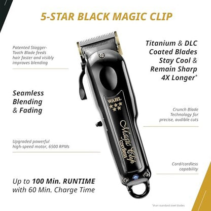 Wahl Professional Cordless Barber Combo: Magic Clip & Detailer Li, Lithium-Ion, 100-Minute Run Time Avelisse