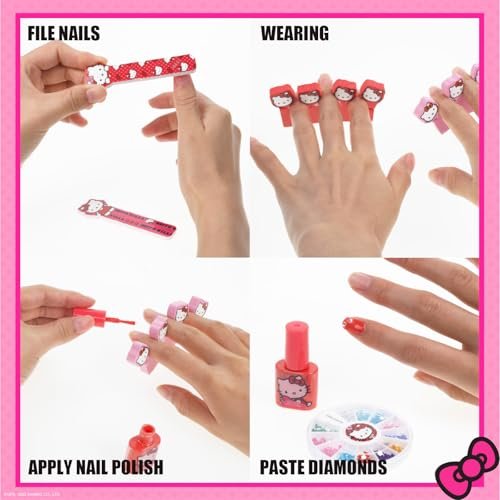 Hello Kitty Water-Based Nail Polish Set – Peel-Off, Glittery & Opaque Colors for Kids Ages 3+ | 18-Piece Set by Townley Girl - görsel 9