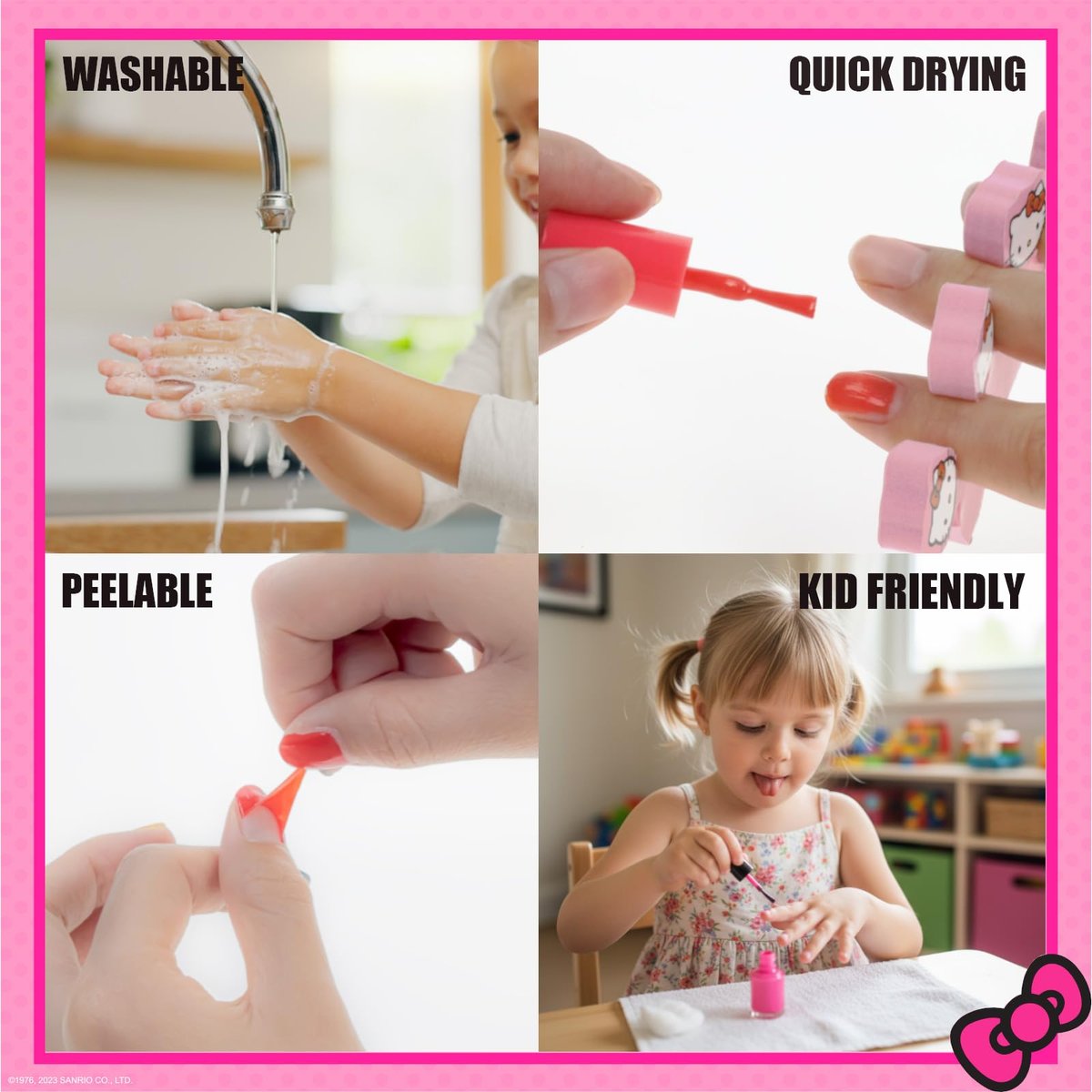 Hello Kitty Water-Based Nail Polish Set – Peel-Off, Glittery & Opaque Colors for Kids Ages 3+ | 18-Piece Set by Townley Girl - görsel 8