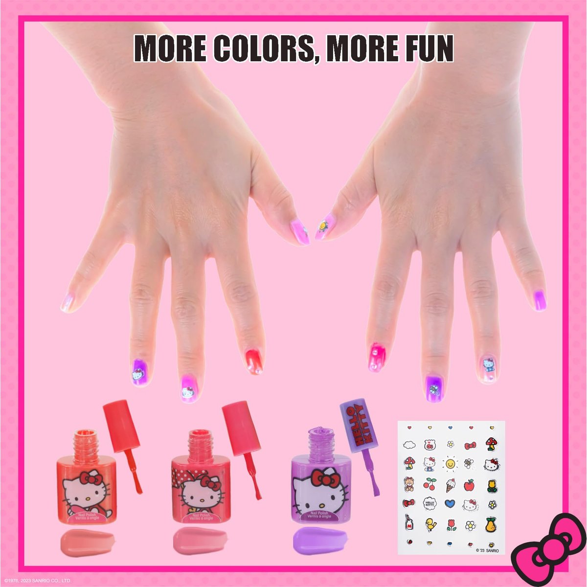 Hello Kitty Water-Based Nail Polish Set – Peel-Off, Glittery & Opaque Colors for Kids Ages 3+ | 18-Piece Set by Townley Girl - görsel 6