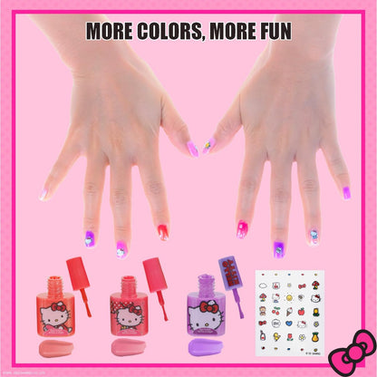 Hello Kitty Water-Based Nail Polish Set – Peel-Off, Glittery & Opaque Colors for Kids Ages 3+ | 18-Piece Set by Townley Girl
