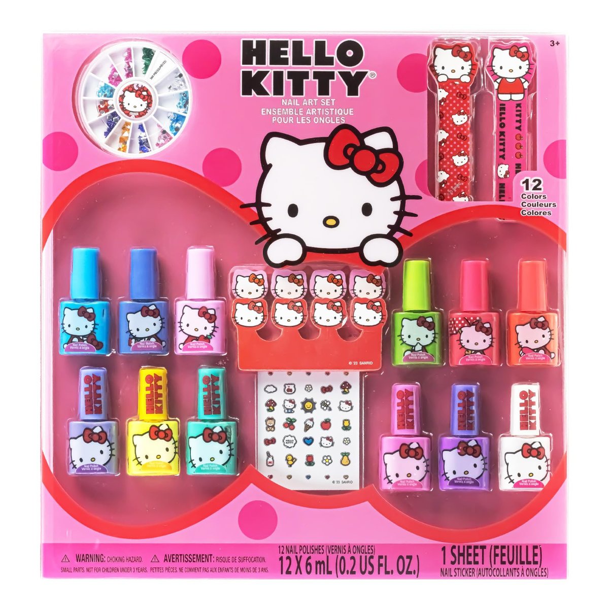 Hello Kitty Water-Based Nail Polish Set – Peel-Off, Glittery & Opaque Colors for Kids Ages 3+ | 18-Piece Set by Townley Girl - görsel 2